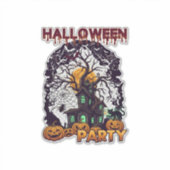 ハロウィンパーティー 幽霊の家 ツリー パンプキン 黒 シール (正面)
