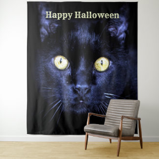 ハロウィンパーティー 怖い黒猫 ホラー・ナイト タペストリー