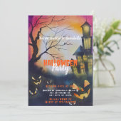 ハロウィンパーティー 満月の日没 幽霊屋敷 招待状 (スタンド正面)
