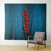 ハロウィンパーティー 赤 恐怖の蜘蛛の巣 青 怖い タペストリー (インサイチュ(横))