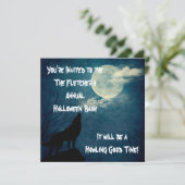 ハロウィンパーティー 遠吠えする狼と満月 招待状 (スタンド正面)