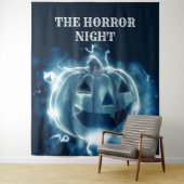 ハロウィンパーティー 邪悪な青いかぼちゃのホラー怖い タペストリー (インサイチュ)