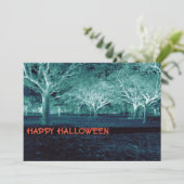 ハロウィンパーティー 青と緑のテーマ 怖い森 招待状 (スタンド正面)