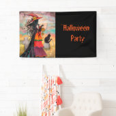 ハロウィンパーティー 魔女と猫のファンタジーアート 横断幕 (インサイチュ)