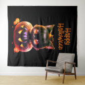 ハロウィンパーティー 黒猫 かぼちゃ ホラー 怖い タペストリー (インサイチュ(横))