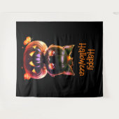 ハロウィンパーティー 黒猫 かぼちゃ ホラー 怖い タペストリー (正面(横))