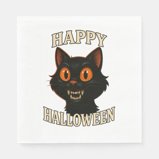ハロウィンパーティー 黒猫 スタンダードランチョンナプキン (正面)