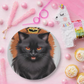 ハロウィンパーティー 黒猫 ペーパープレート (パーティー)