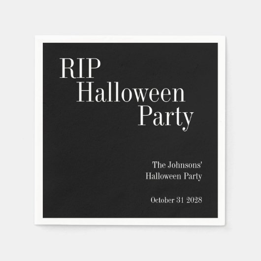 ハロウィンパーティー RIP 黒と白 スタンダードカクテルナプキン (正面)