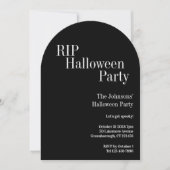 ハロウィンパーティー RIP 黒白ストライプ 招待状 (正面)
