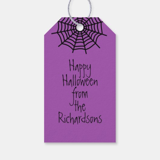 ハロウィンパープルとブラックパーソナライズされた ギフトタグ (裏面)