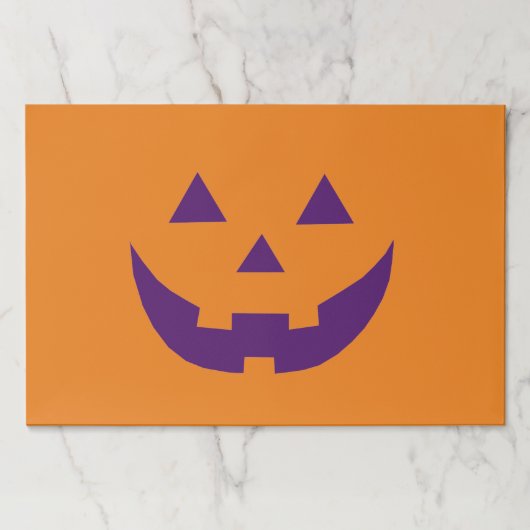 ハロウィンパープルオレンジハロウィーンのカボチャのちょうちんランチョンマット ペーパーパッド (正面)