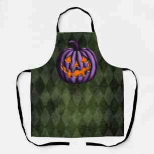 ハロウィンパープルカボチャグランジグリーン エプロン