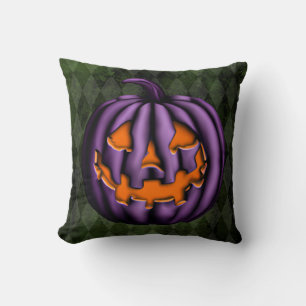 ハロウィンパープルカボチャグランジグリーン クッション