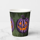 ハロウィンパープルカボチャグランジグリーン 紙コップ (裏面)