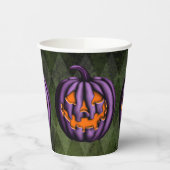 ハロウィンパープルカボチャグランジグリーン 紙コップ (左)