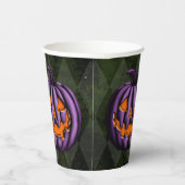 ハロウィンパープルカボチャグランジグリーン 紙コップ (右)