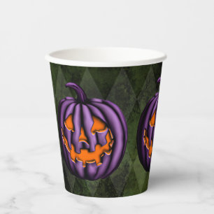 ハロウィンパープルカボチャグランジグリーン 紙コップ