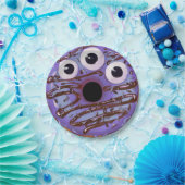 ハロウィンパープルスリーアイドモンスタードーナツ ペーパープレート (パーティー)