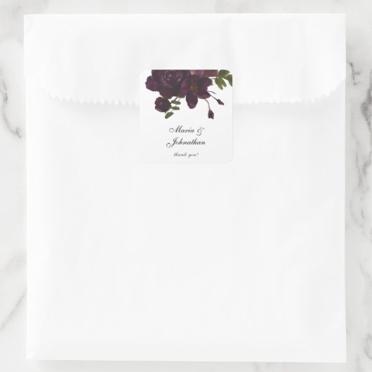 ハロウィンパープルフローラありがとう スクエアシール (バッグ)