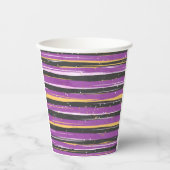 ハロウィンパープルブラックオレンジストライプ色 紙コップ (正面)