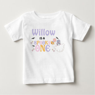 ハロウィンパープル spooky ワンハロウィン1歳誕生日 ベビーTシャツ