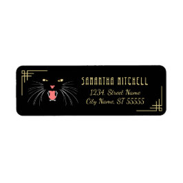 ハロウィンヒシングキャットブラックエレガント住所 シール