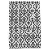 ハロウィンビクトリアンダマスクBrocadeブラックオンホワイト ミディアムペーパーバッグ (裏面)