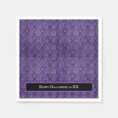 ハロウィンビクトリアンパープル&ブラックBrocadeダマスク スタンダードカクテルナプキン (正面)