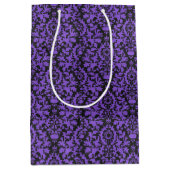 ハロウィンビクトリアンパープル&ブラックBrocadeダマスク ミディアムペーパーバッグ (正面)