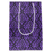 ハロウィンビクトリアンパープル&ブラックBrocadeダマスク ミディアムペーパーバッグ (裏面)