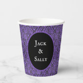 ハロウィンビクトリアンパープル&ブラックBrocadeダマスク 紙コップ (正面)