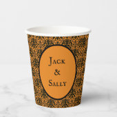 ハロウィンビクトリアンブロケダマスクブラックONオレンジ 紙コップ (正面)