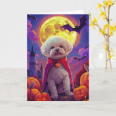 ハロウィンビコンフリースドッグカボチャ怖い カード (黄色い花)