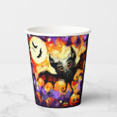 ハロウィンビッグアイこうもりムーンジャックオランタンこうもり 紙コップ (正面)