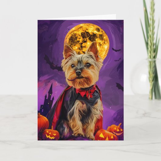 ハロウィンビューアテリア犬のかぼちゃ スケアリー カード (正面)