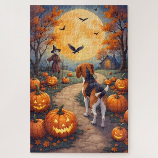 ハロウィンビーグルのかぼちゃ畑アート ジグソーパズル (縦)