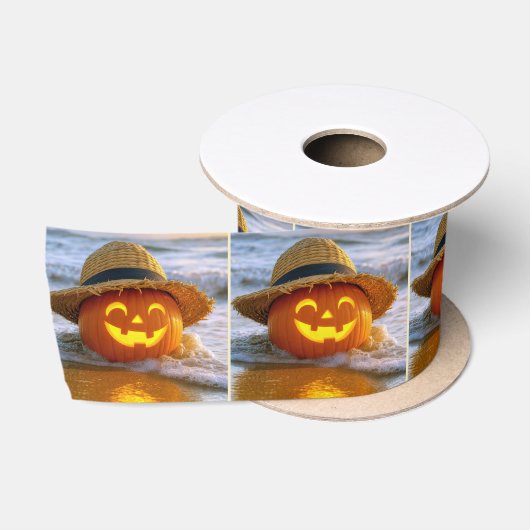 ハロウィンビーチジャックオランタン サテンリボン (リール)