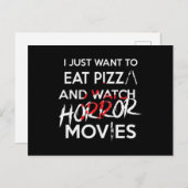 ハロウィンピザホラーおもしろいムービー ポストカード (正面/裏面)