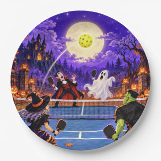 ハロウィンピックルボールカード - 浮遊ロブショット ペーパープレート