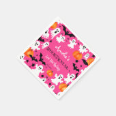 ハロウィンピンクの不気味な誕生日パーティー スタンダードカクテルナプキン (角)