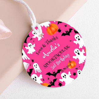 ハロウィンピンクの不気味な誕生日パーティー フェイバータグ