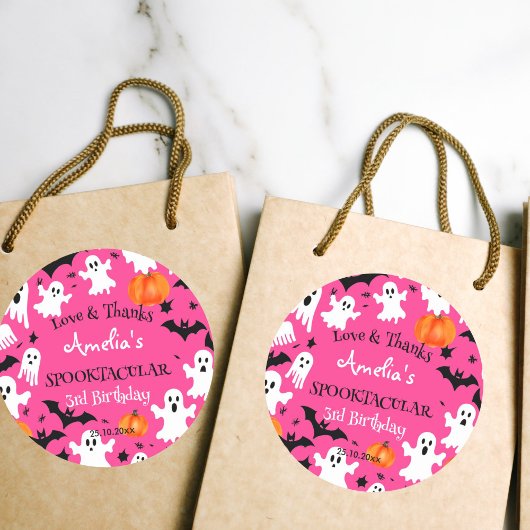 ハロウィンピンクの不気味な誕生日パーティー ラウンドシール
