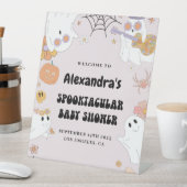 ハロウィンピンクの赤ちゃんシャワー歓迎ペデスタルサイン 台座サイン (インサイチュ)