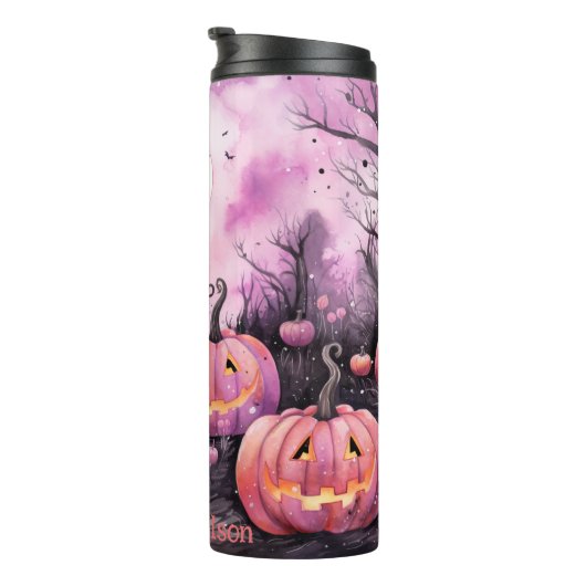 ハロウィンピンクパンプキパーソナライズされたン タンブラー (回転右)