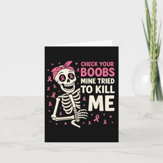 ハロウィンピンクリボン乳がん女性チェック カード (正面)