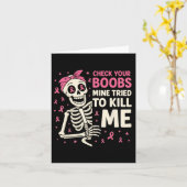 ハロウィンピンクリボン乳がん女性チェック カード (黄色い花)