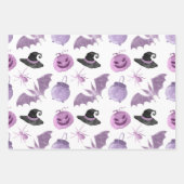 ハロウィンピンク紫こうもりハットランタンスパイダー ラッピングペーパーシート (正面)
