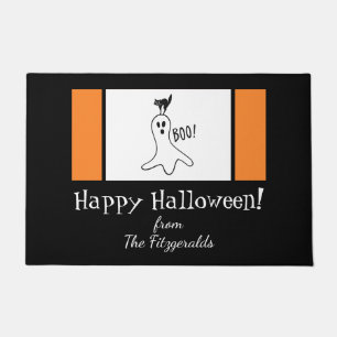 ハロウィンファミリー名入れゴーストと黒猫 ドアマット