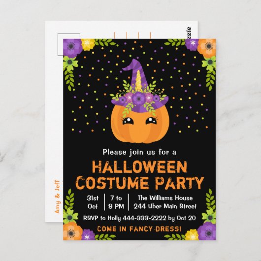 ハロウィンファンシードレス衣装パーティーブラックポストカード ポストカード (正面/裏面)